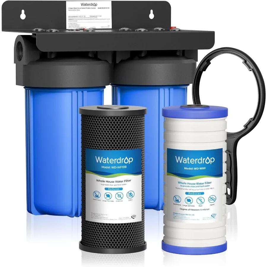 

2 Stage Whole House Water Filter System with Carbon and Sediment Filter 5-Stage Filtration Reduces Chlorine Taste and Odor 5 Mi