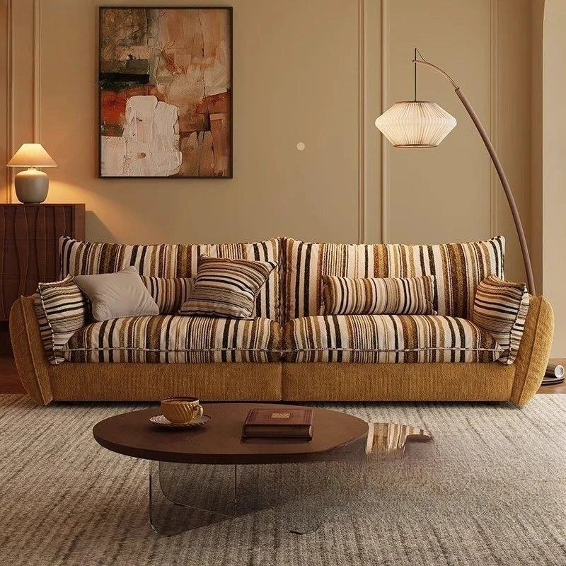Removable and washable high-end cotton and linen fabric sofa French retro chenille sofa