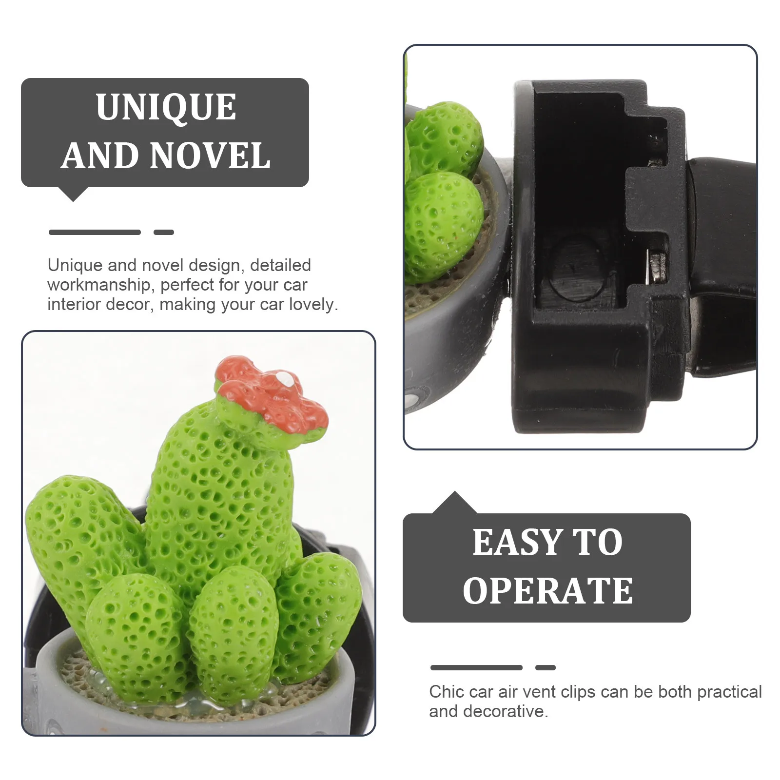 

4Pcs Cute Cactus Car Air Freshener Vent Clips Decorative Accessories Car Vent Clips Interior Accessories Dashboard Decorations