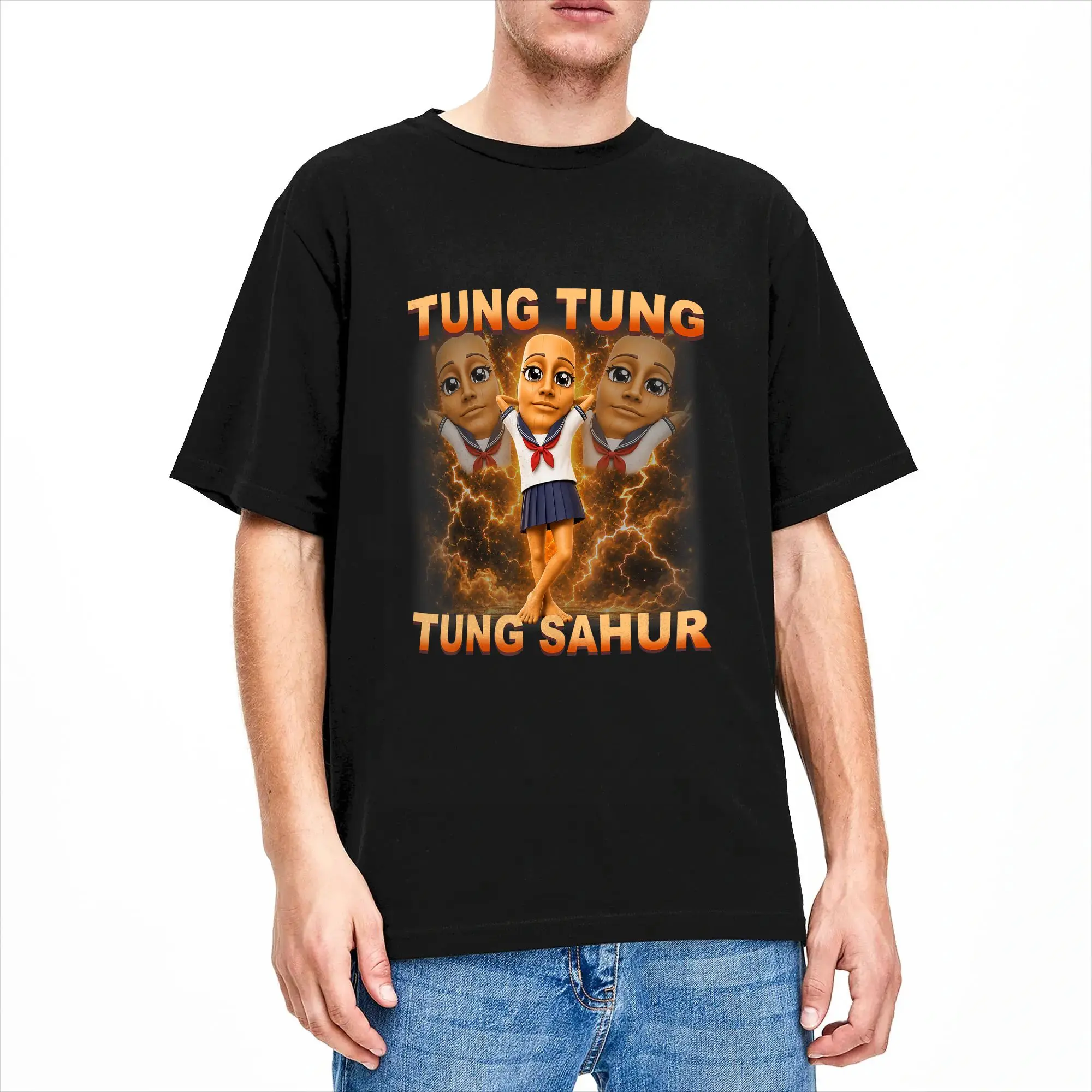 Tung Tung Tung Sahur Chan is Calling Dance Meme T Shirt Man Retro T-Shirts Summer O Neck Hip Hop Tees Hot Sale Plus Size Clothes