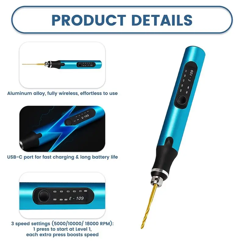 Y50A-Electric Speed Mini Drill Pen For DIY Engraving, Jewelry Making& Drilling Applications