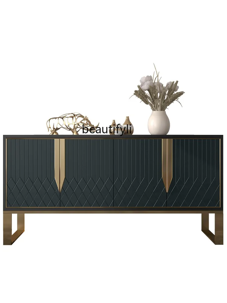 

American Light Luxury Sideboard Cabinet Modern Minimalist Dark Green Wall Decoration Storage Living Room Entrance Entrance