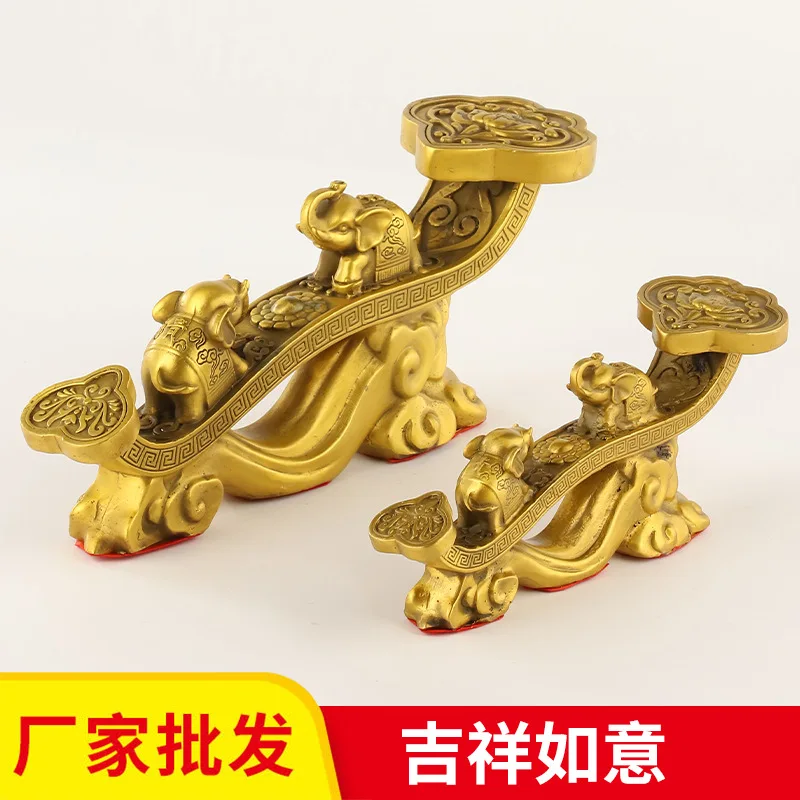 

Brass Auspicious Elephant Ornament Fortune Wealth Home Decor Craft Decoration