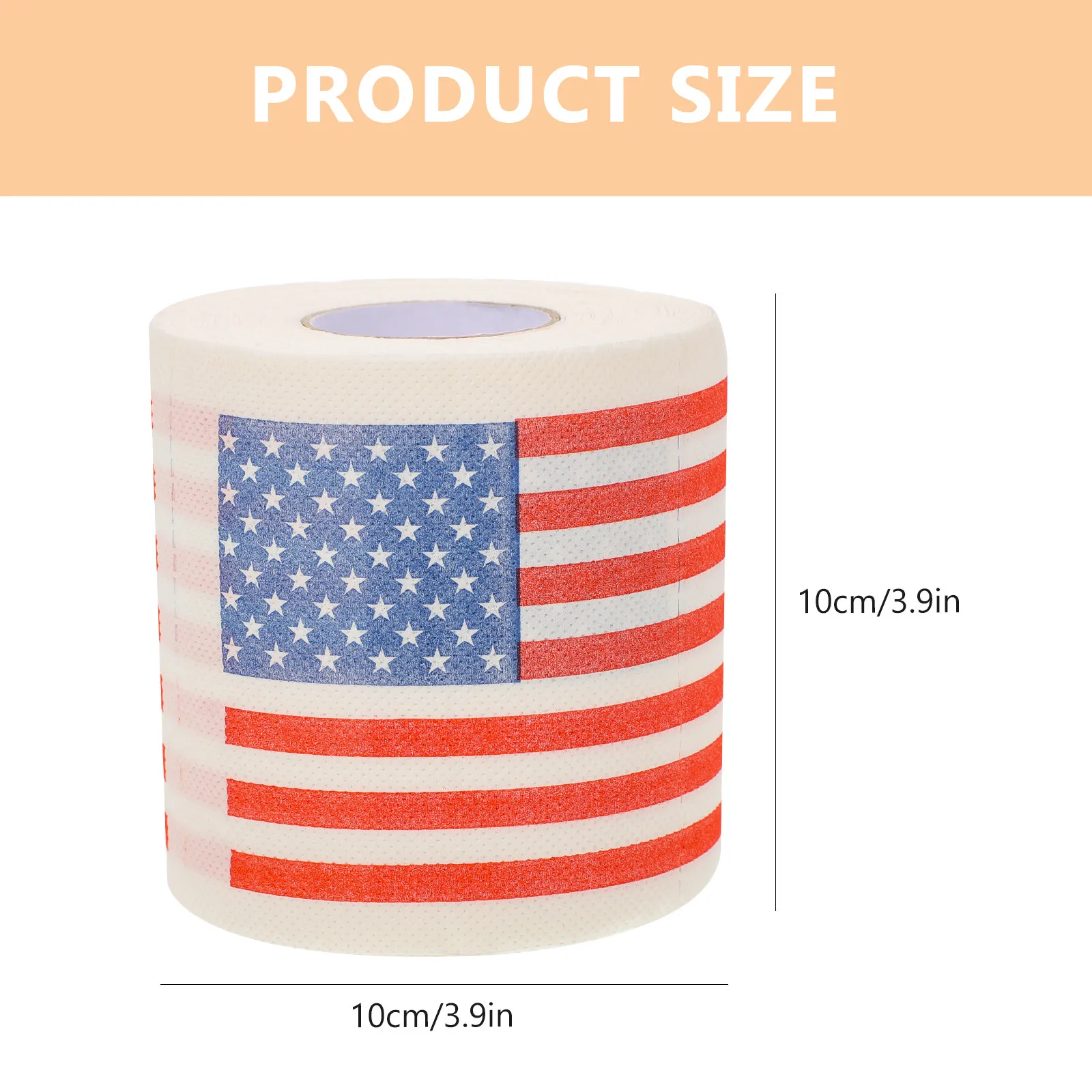 2 Rolls Novelty American Flag Printed Roll Paper Premium Soft Tissue for Toilet Bathroom Dining Table Handkerchief Napkin Use