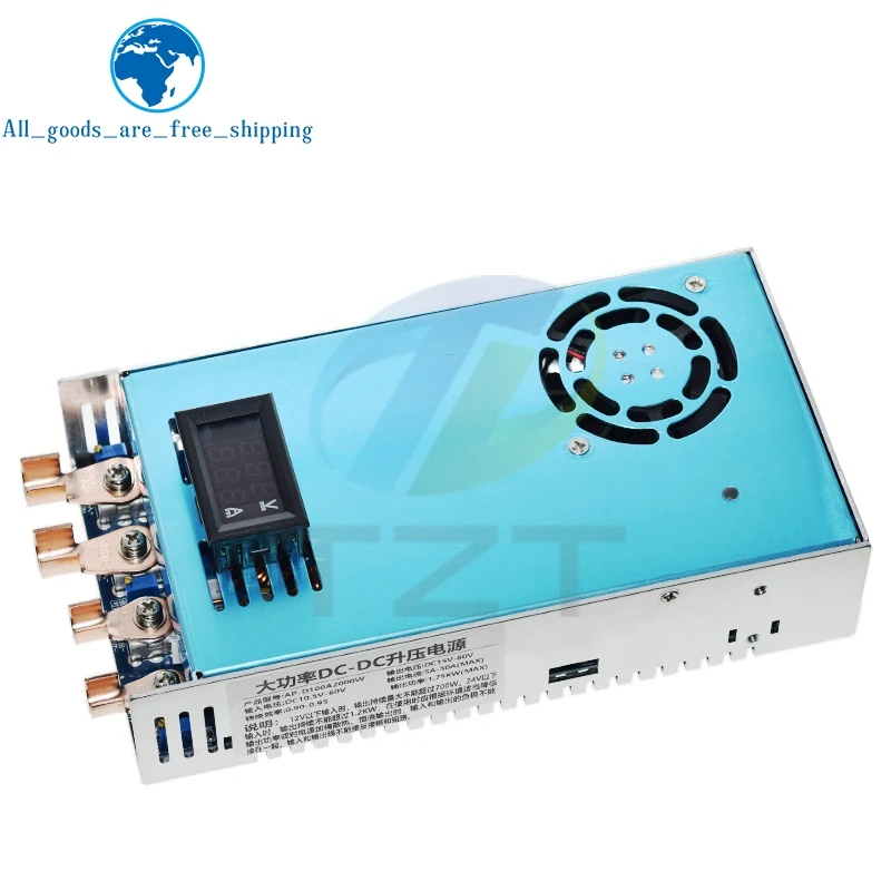 

2000W 100A CC CV Charging Boost Power Supply 12-60V to 15-80V DC-DC Step Up Boost Converter Voltage Regulator With Voltmeter
