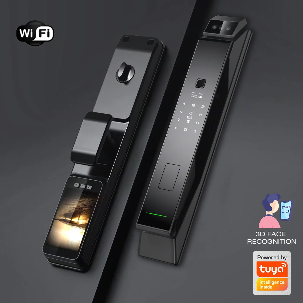 PHIPULO Digital Smart Door Lock Biometric Electronic Lock Security Camera Tuya APP WiFi 3D Face