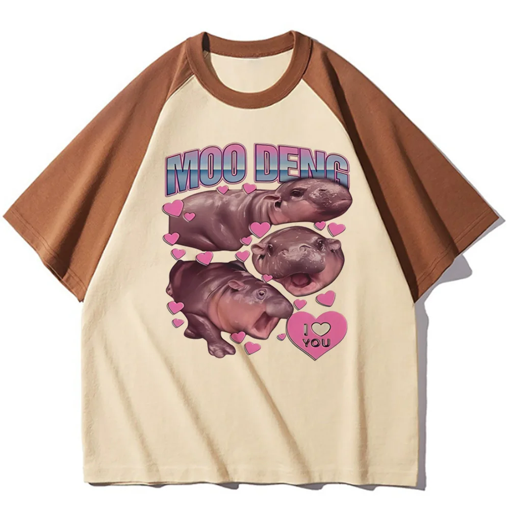 

Moo Deng tshirt female streetwear Gothic korean clothes Psychedelic t-shirt Trendy 2000s korean clothes 80s Gothic