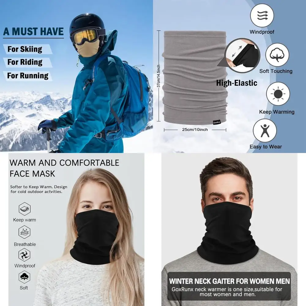 GoxRunx Winter-Halsmanschette, wärmer, weiche Fleece-Gesichtsbedeckung, winddicht, Gesichtsschal für kaltes Wetter, zum Skifahren, Wandern, Männer und Frauen