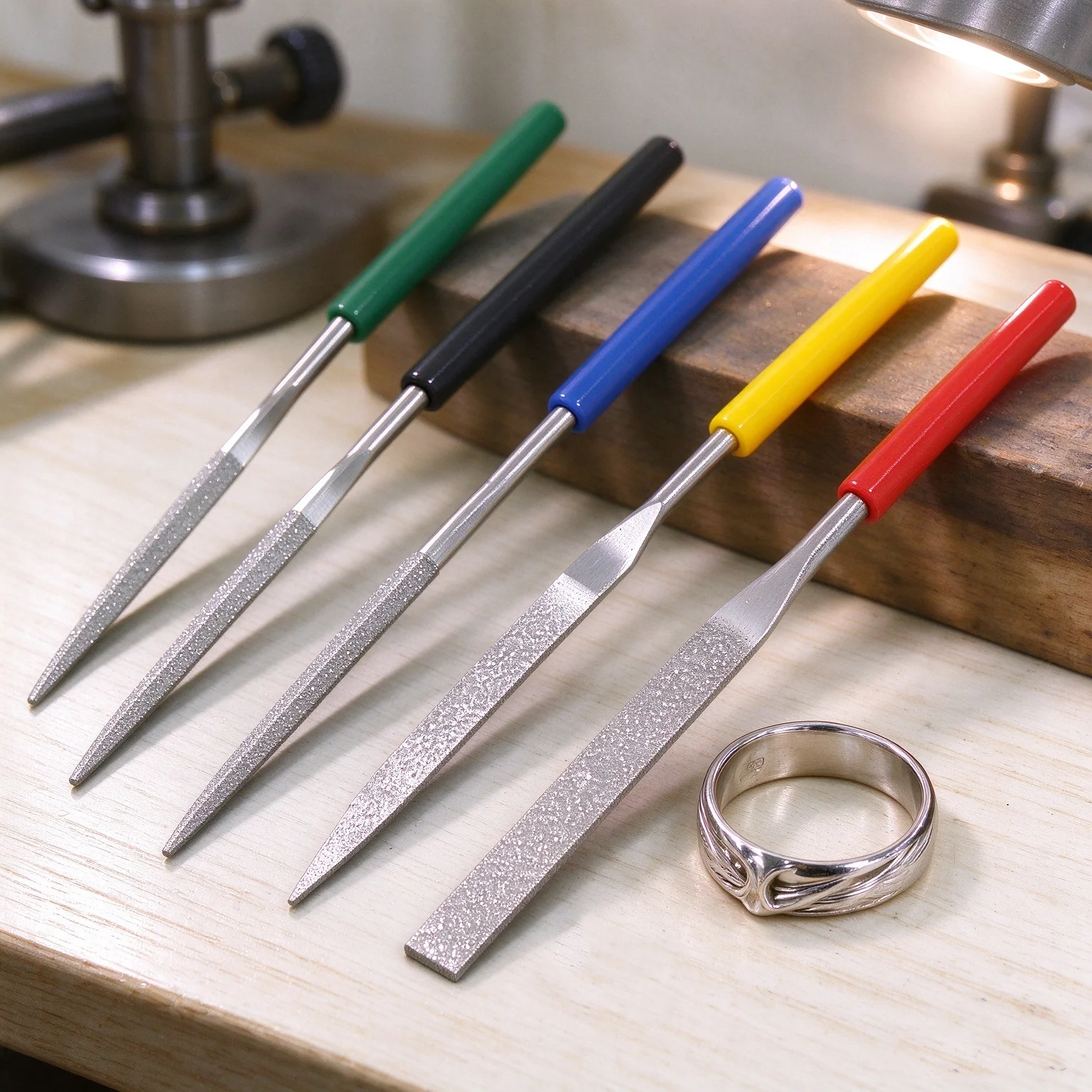 EIGER TOOL TLD-5 Diamond Needle File Kit, 5Pcs 240 Grit 100mm 5 Shapes, Precision Files for Jewelry Watch Ring Making