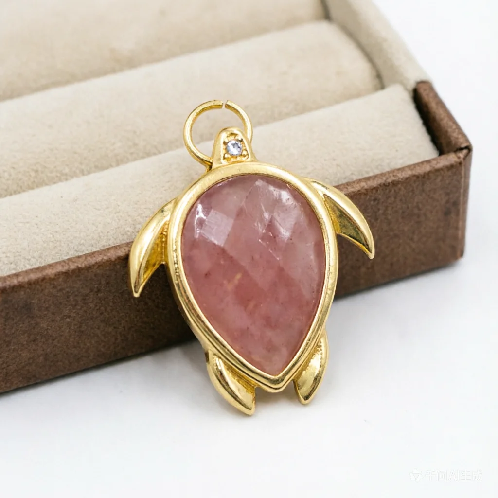 WT-P2015 Wholesale Exquisite Sea Turtles Shape Natural Gemstones Gold Plated Lovely Pendants For Ladies Jewelry Decoration