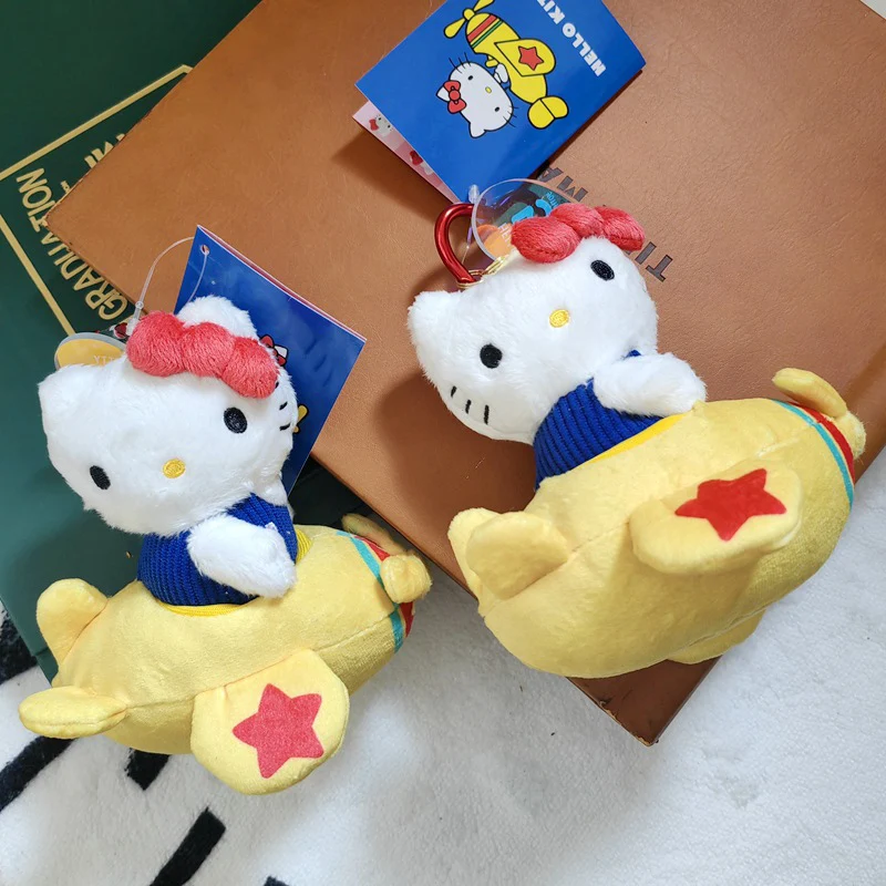 Sanrio Airplane Hello Kitty Anniversary Bag Pendant New Cartoon Cute Plush Doll Keychain Animation Kawaii Accessories Toy Gifts