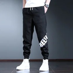 Summer Casual Sport Joggers Men Pants Streetwear Fashion Letter Printed Jogging Sweatpants Black Baggy Drawstring Trousers