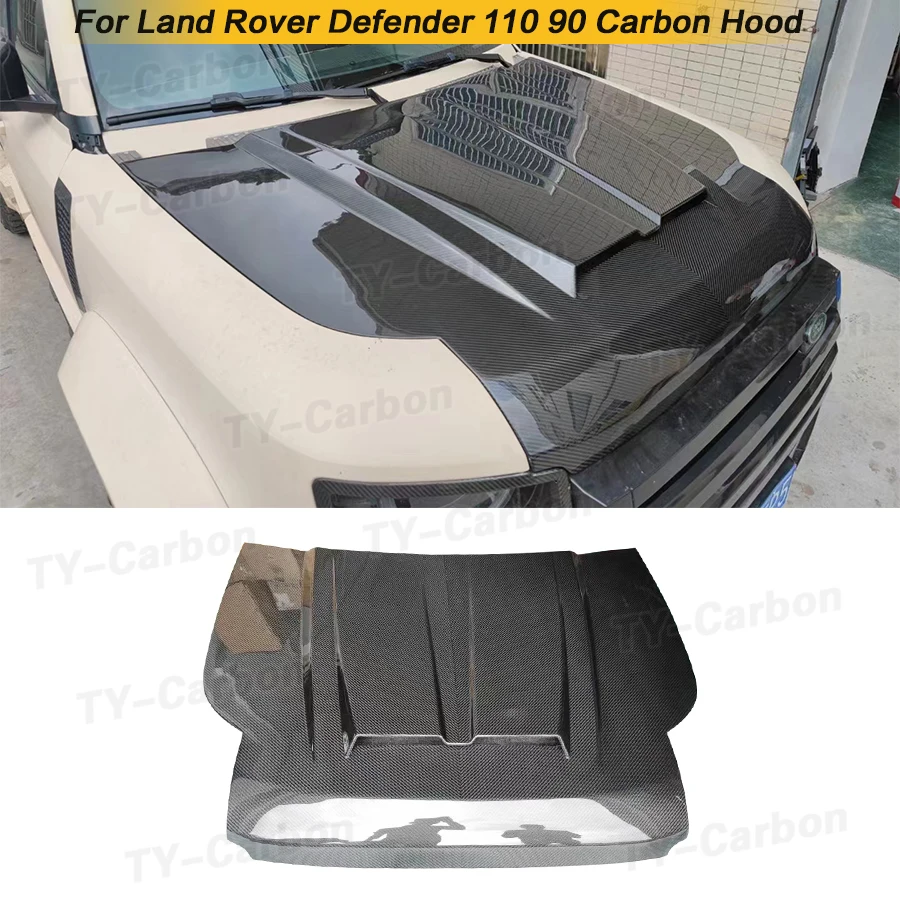 

For LAND ROVER Defender 90 110 2020 Real Carbon Fiber Front Engine Hood Vent Cover High Quality Car Accessories G Style FRP