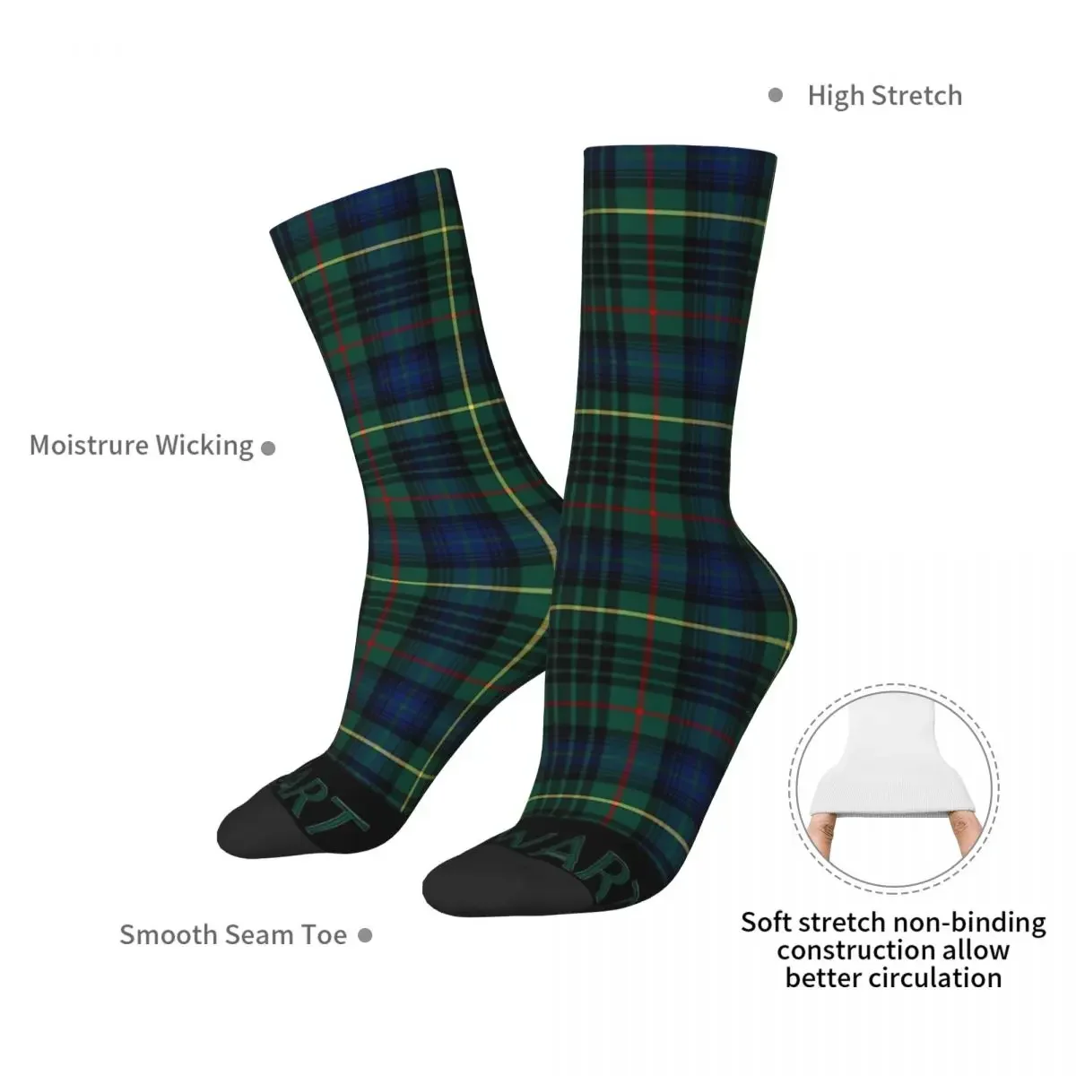 Clan Stewart Hunting Tartan Socks Harajuku High Quality Stockings All Season Long Socks Accessories for Man's Woman's Gifts