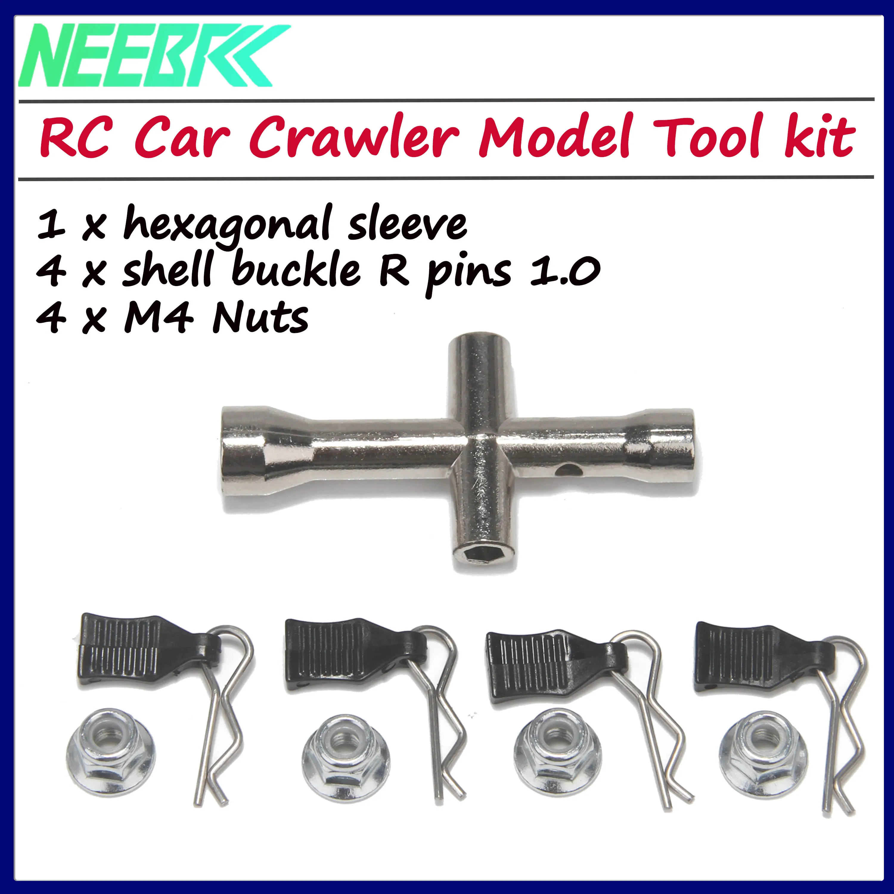 RC Tool Kit Set Wrench Hexagonal Sleeve Shell Buckle R Pins 1.0mm M4 Nuts for RC Drift Car Crawler Truck Metal Parts MJX Wltoys