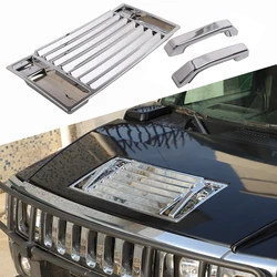 ABS Black/Silver Car Front Hood Engine Cover Handle Trim Stickers For Hummer H2 2003-2009 Auto Exterior Accessories