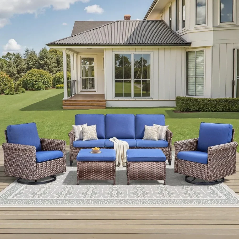 

Outdoor Patio Furniture Set, 5 Pieces Patio Conversation Sets, All-Weather Wicker Outdoor Furniture, Swivel Patio Chairs for Por