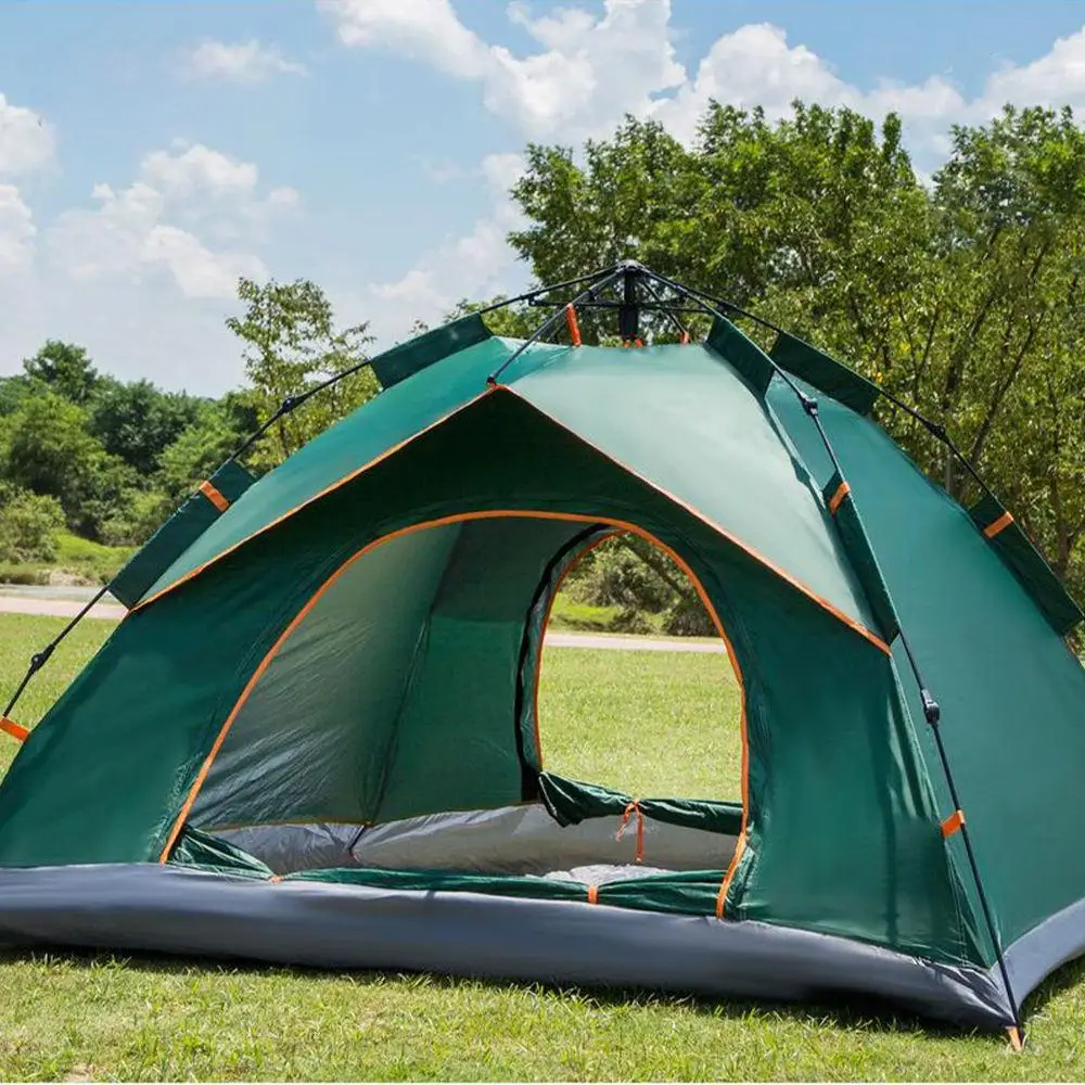 

Fully Automatic Large Canvas Camping Tent Glamping Equipment Double Layer Usage Outdoor Adventures Family Camping Tent