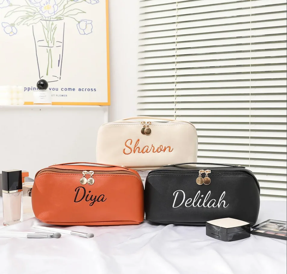 Personalised Cosmetic Bag with Small Monogram | Custom Makeup Bag | Personalized Gift for Her | Personalised Gift for Bridesmaid