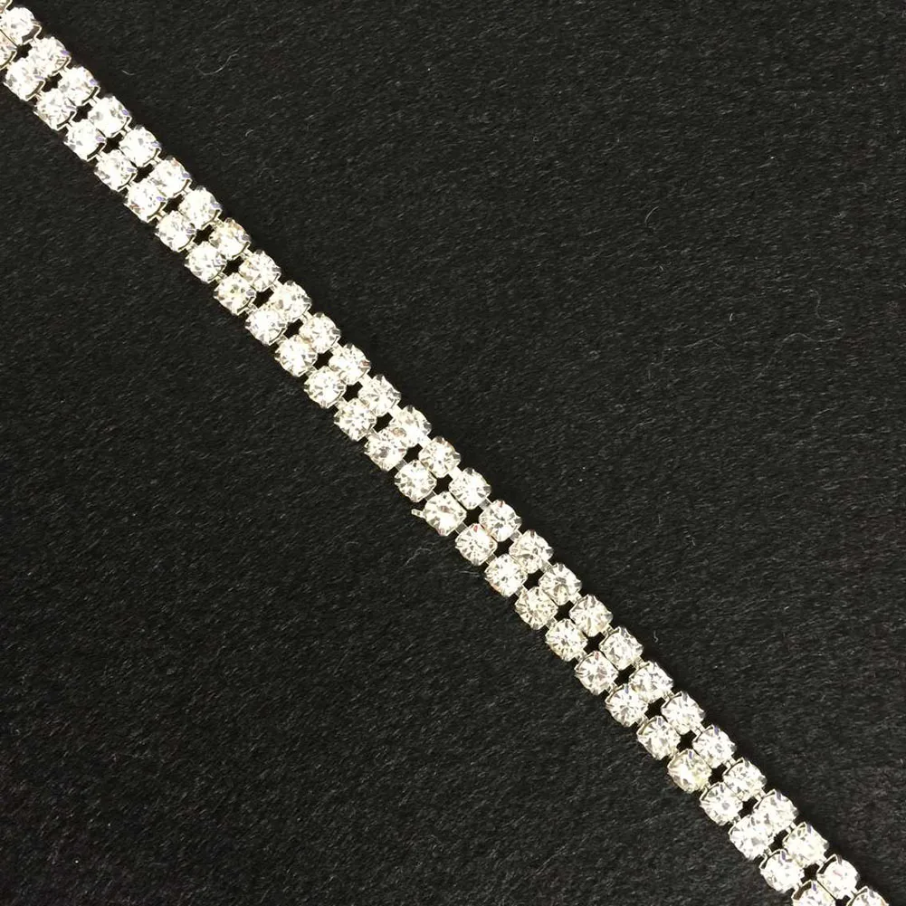 Silver Rhinestone 2-Row Chain for Crafting