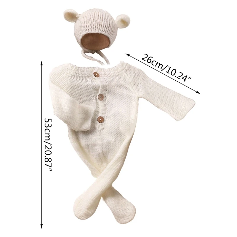 Newborn Baby Photography Prop Set Romper with Hat set Gift for Expecting Parents