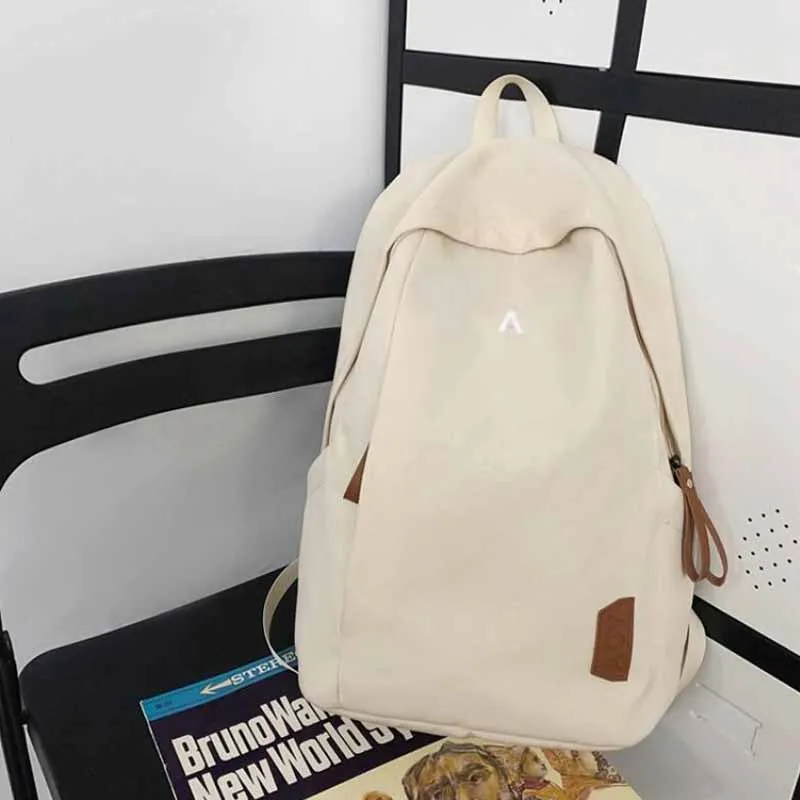 Teenager Minimalist Solid Color Backpack Large Capacity Simple Student School Bag Lightweight Casual Travel Rucksack Mochila