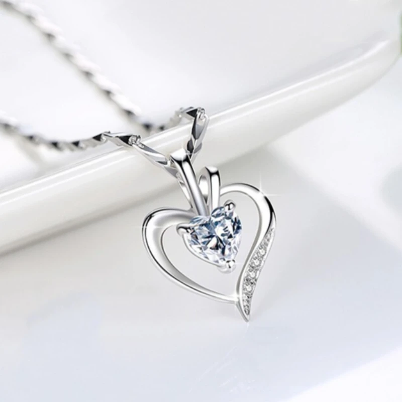 

Ожерелье из стерлингового серебра 925 пробы с подвеской в ​​форме сердца для женщин, свадебные и помолвочные украшения, модные классические украшения, подарок на вечеринку, высокое качество