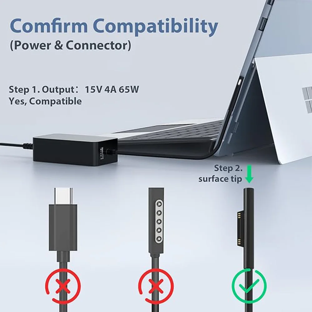 102W 15V 6.33A Surface Book 2 Charger, for Microsoft Surface Laptop Studio, Surface Laptop 3 4 5, Windows Surface Pro/Go X/9/8/7