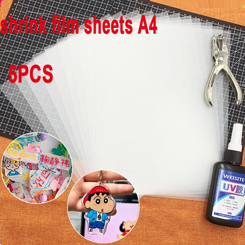 Film rétractable a5 transparent, 5 pièces, feuilles de plastique rétractables à la chaleur, fournitures artisanales pour la fabrication de décorations de fête, RSP