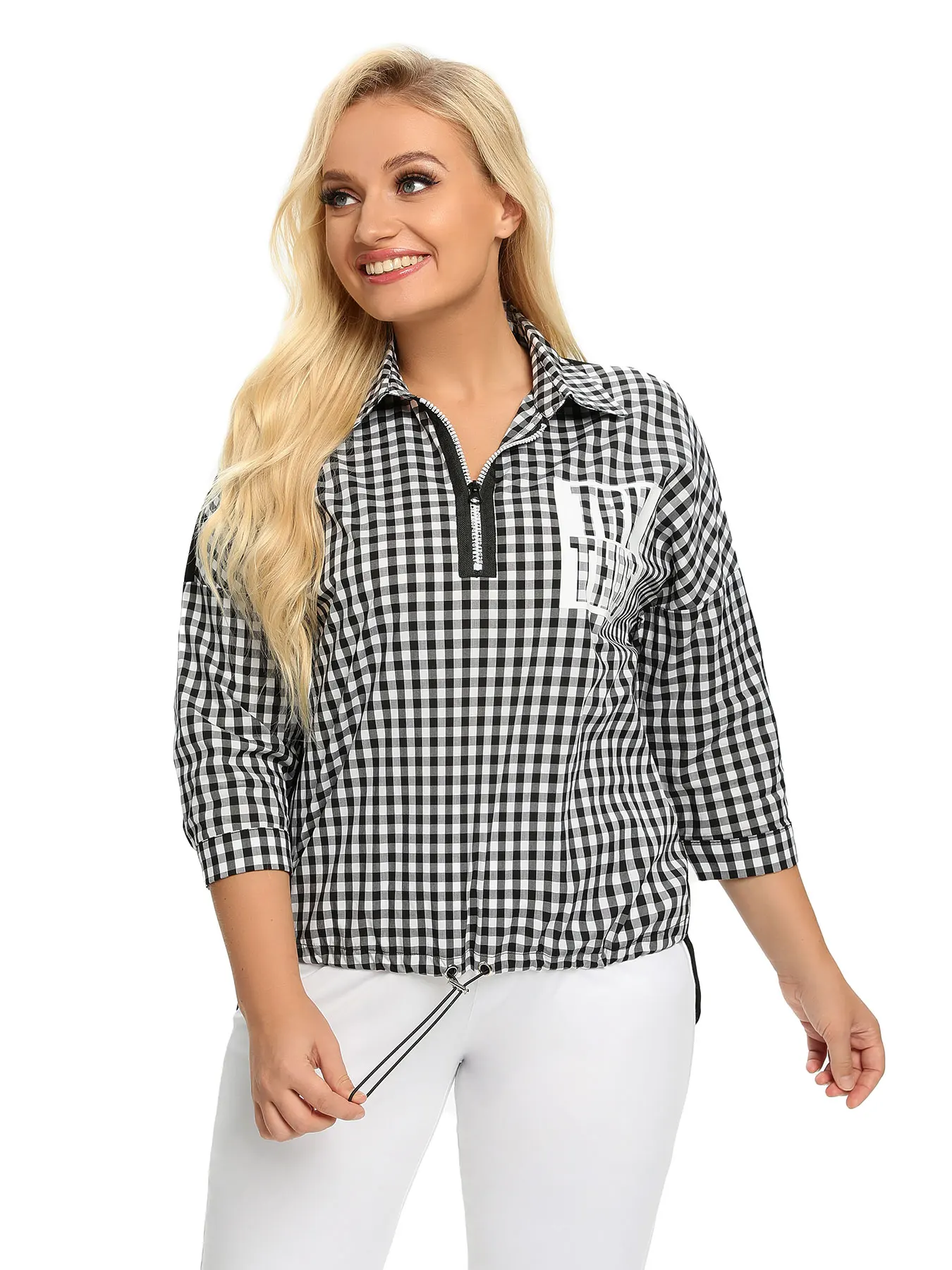 เสื้อเชิ้ตแฟชั่นผู้หญิงไซส์ใหญ่ ผ้าทอ สำหรับฤดูใบไม้ผลิและฤดูใบไม้ร่วง