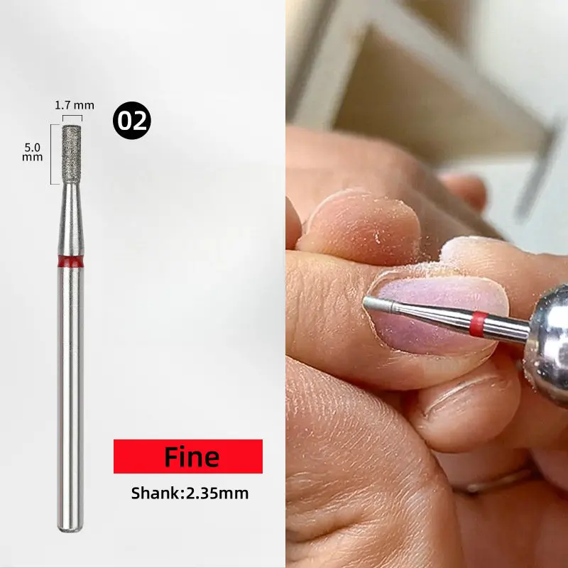 مجموعة رؤوس أظافر ماسية مكونة من 3 قطع أدوات تلميع الأظافر، لقمة ثقب أظافر ماسية رفيعة جدًا ومزيل باديكير لجل الأكريليك #5