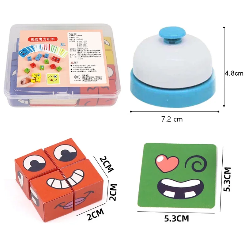 Kids Face Change Expression Puzzle Building Blocks Montessori Cube Table Game Toy Early Educational Toys for Boy s Children Gift