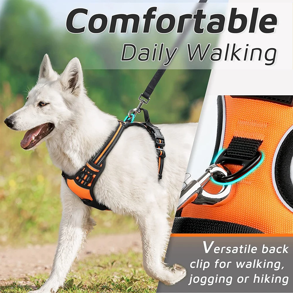 Large Dog Harness Personalised No Pull Puppy Dog Walking Harness with Reflective Adjustable Soft Padded Vest Easy Control Handle