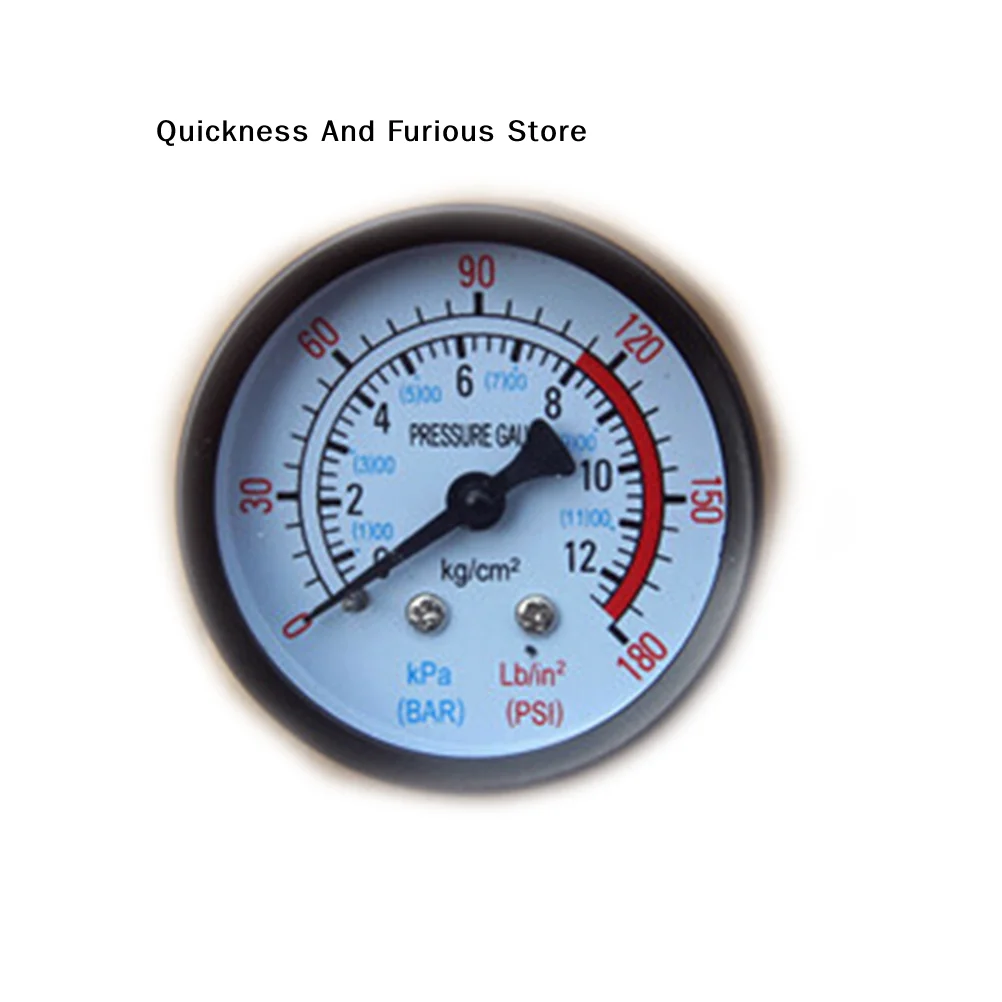 【T】Air Compressor Pneumatic Hydraulic Fluid Pressure Gauge 1/8 NPT Thread 0-12Bar 0-180PSI Manometer Double Scale