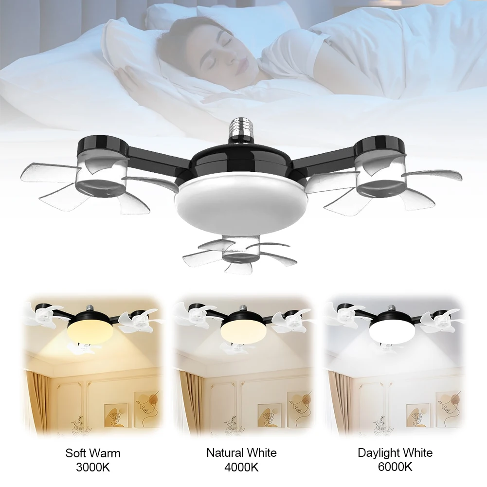 

Household Drone Fan with LED Lantern Remote Control Electric Cordless Fan E27 Silent Ceiling Drone Fan for Living Room Bedroom