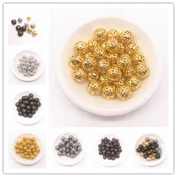 4/6/8/10mm Hollow Ball Flower Beads Metal Charms Filigree Spacer Beads for Jewelry Making Diy Handmade Accessories