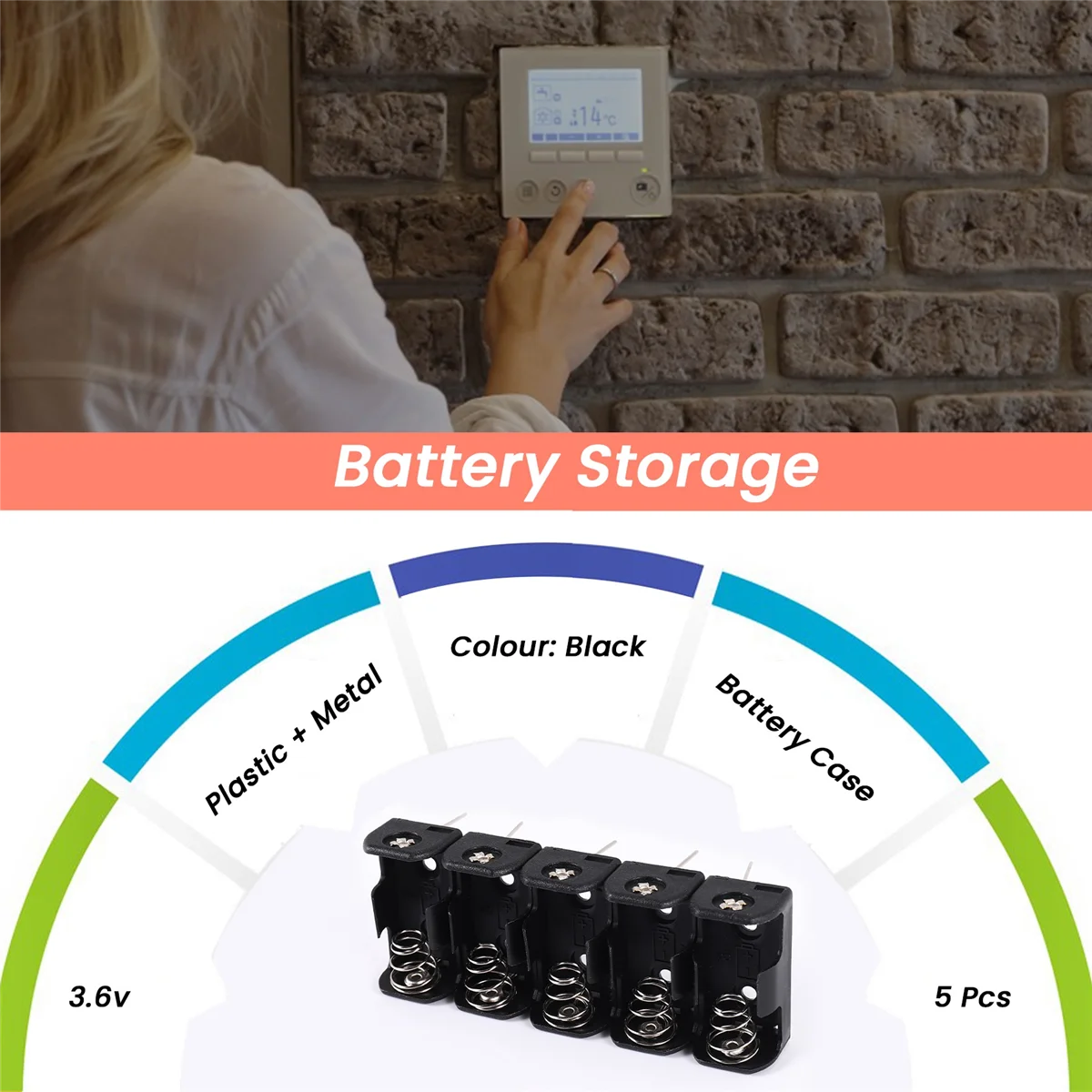 5x1/2AA 14250 แบตเตอรี่คลิปกล่องกรณีผู้ถือ 3.6V พร้อม PCB Pin Solder lead