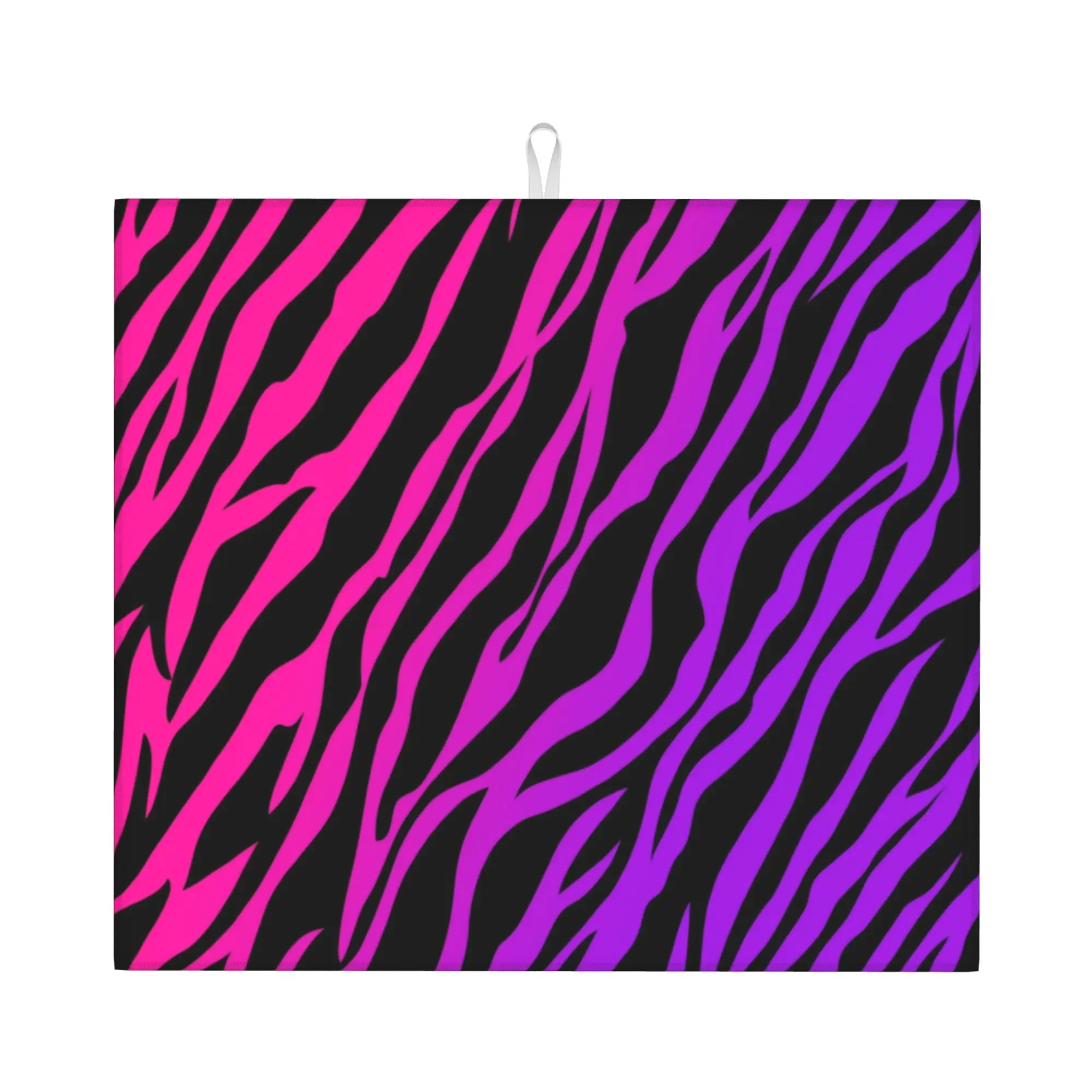 Purple Zebra Print Pattern Non‑Slip Waterproof Absorbent Barware Tableware Oil Proof Reusable  Bathroom Drying Mat For Kitchen