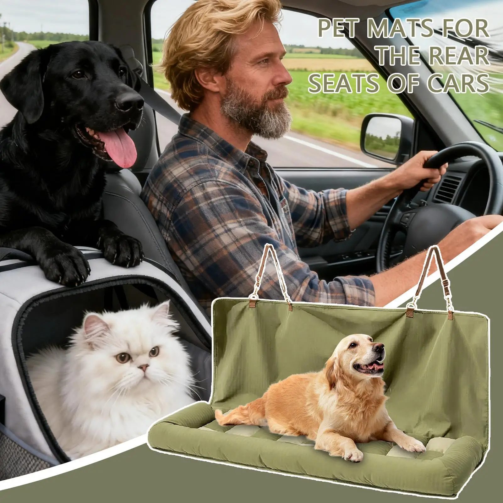 Dog Seat Cover For Back Seat Waterproof Pet Automotive Backseat Cushion Mat Car Seat Protector Pet Sleeping Bed For Trailer RV