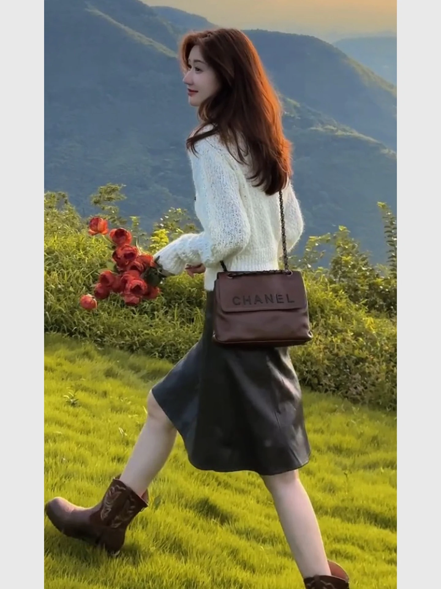 Winter Chic White Sweater And  Skirt Set Women's Faion Two-Piece Ensemble Korean Sle High-End Feelings Commute Sle