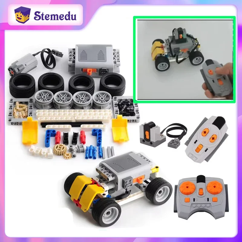 

5M-E Motor Technical Building Blocks Parts Power Group With AA Battery Box M Motor Set Assembled Bricks Model Toys Cars Model