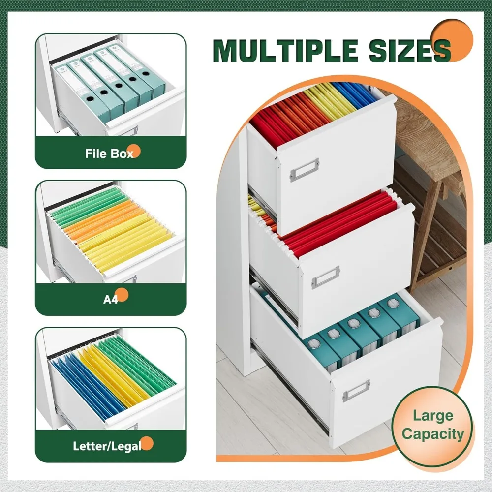 File Cabinet with Lock,Metal Office Filing Cabinets for Home Office- Storage A4/F4/Letter/Legal -Assembly Requir