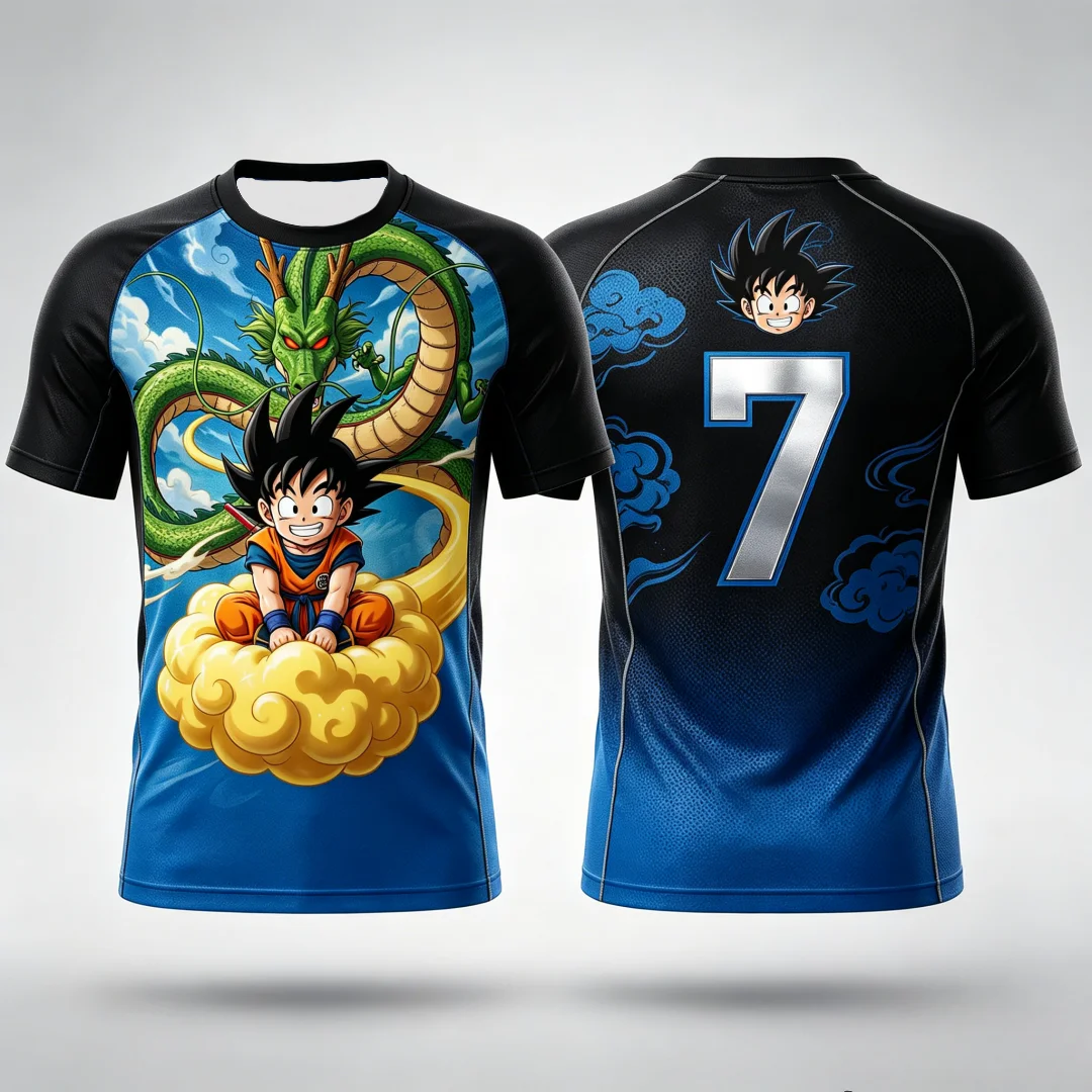 2026 Dragon Ball Kid Goku & Shenron # 7 Jersey T-Shirt 3D-Druck Anime Tee Atmungsaktive Sportbekleidung für Männer Frauen Fans Streetwear Top – Detail 11