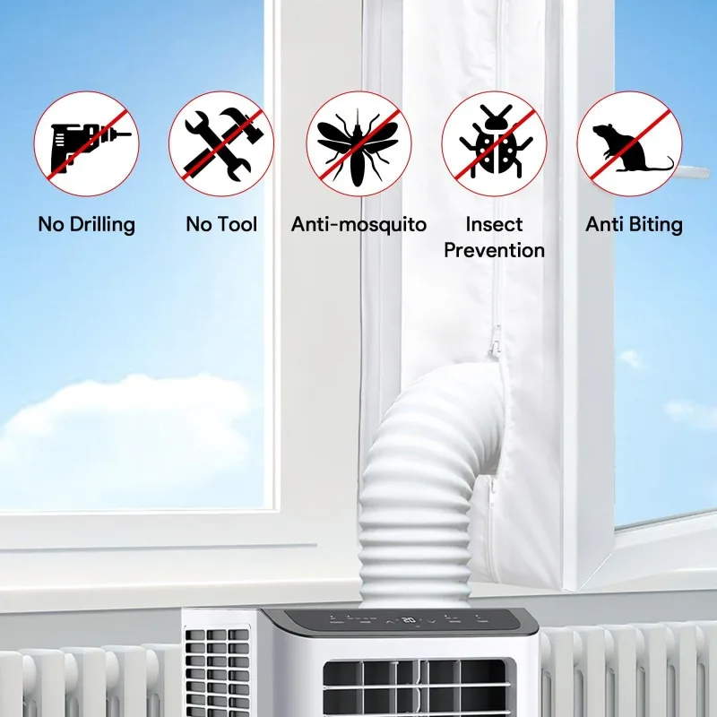 

Portable AC Window Seal Cloth Kit for Sliding Window Door, Air Conditioner Insulation Dustproof Windproof Draft Block Curtain