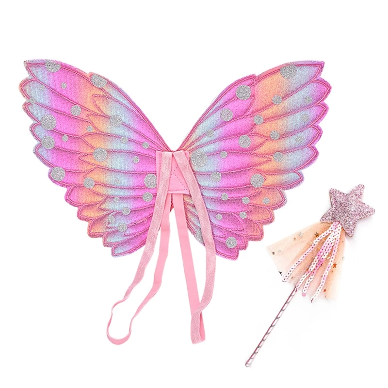 Colorful Angel for Butterfly Wings Fairy Wand for Dance Party Girl 1st Birthday Party Princess Party Baby Shower