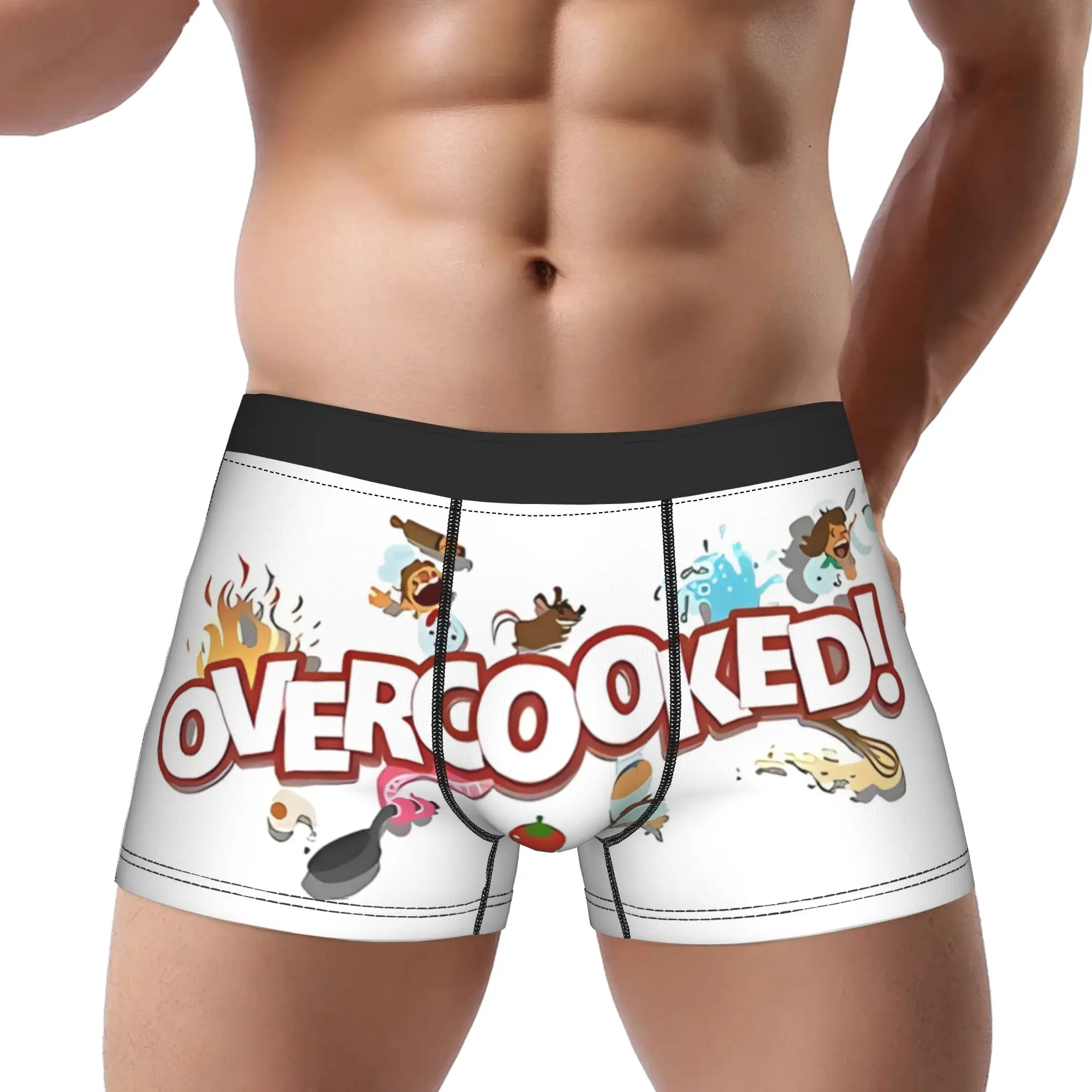 

Logo Overcooked Real Life Underpants Breathbale Panties Male Underwear Print Shorts Boxer Briefs