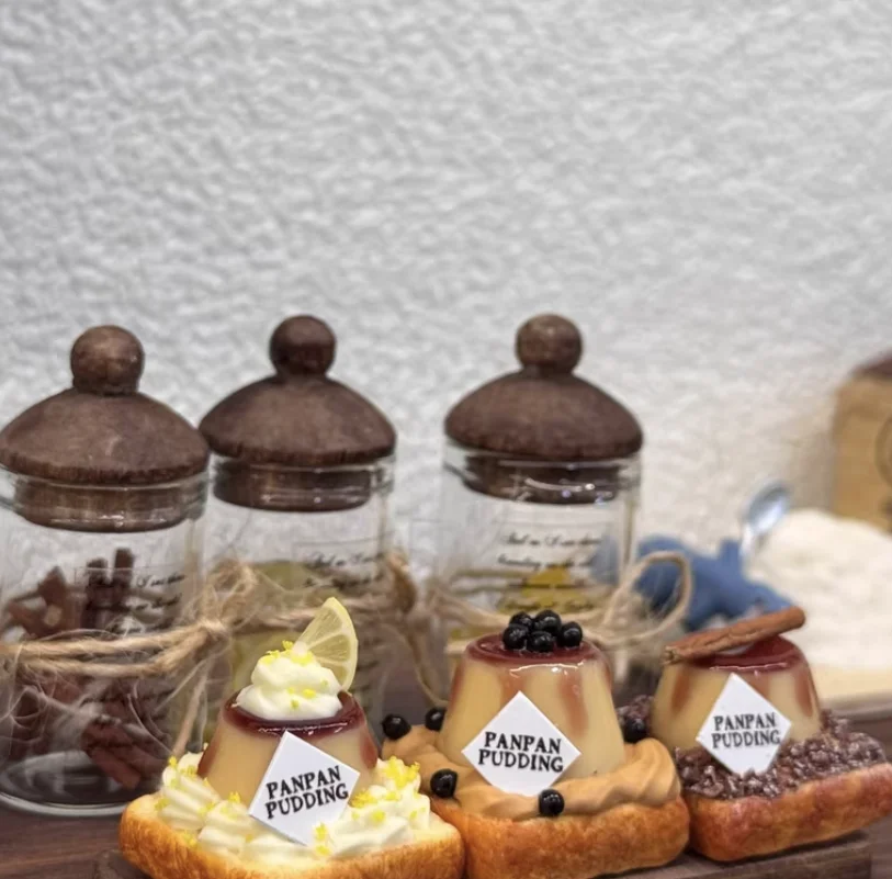 Handmade Miniature Clay Food Toys Mini Lunch Meat Can Bread Bear Cookies Dollhouse Decor Realistic 1/6 Dollhouse Play Food Set