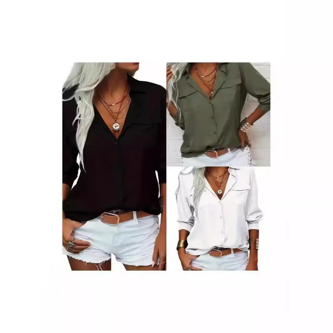 

Женский комбинезон с воротником Long Sve irt, удобный эластичный летний деловой повседневный женский топ свободного покроя из полиэстера