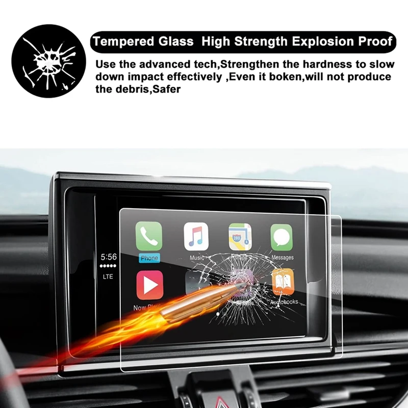 For 2013-2018  A6 A7 A8 S6 S7 S8 C7 4G Car Navigation Contact Screen Display Tempered Glass Protector Film 169X100mm