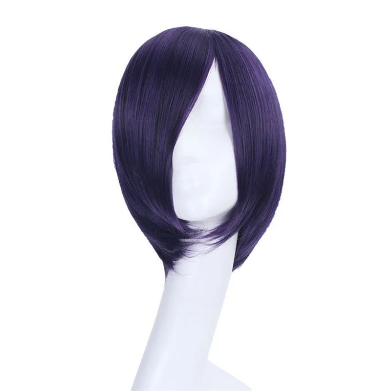 애니메이션 도쿄 구울 토우카 키리시마 코스프레 가발 짧은 보라색 머리 할로윈 여성 남성 고열 저항 합성 가발 소품